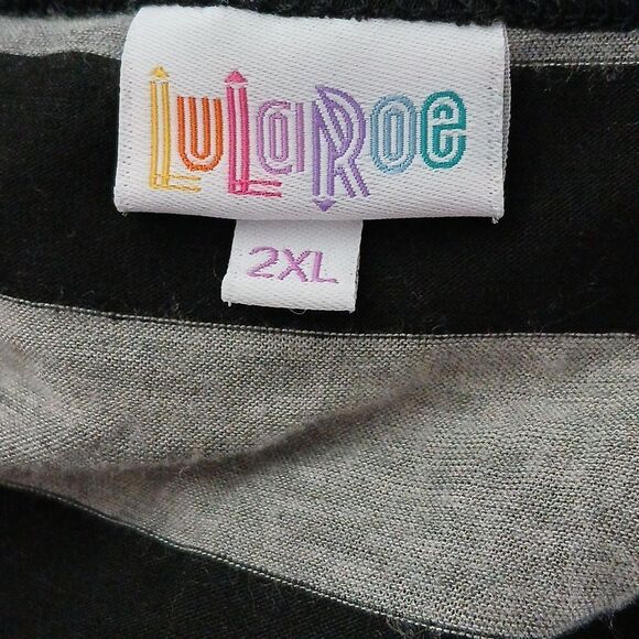 LULAROE Julia Black Gray Striped T-Shirt Dress Sz 2XL - Picture 5 of 5